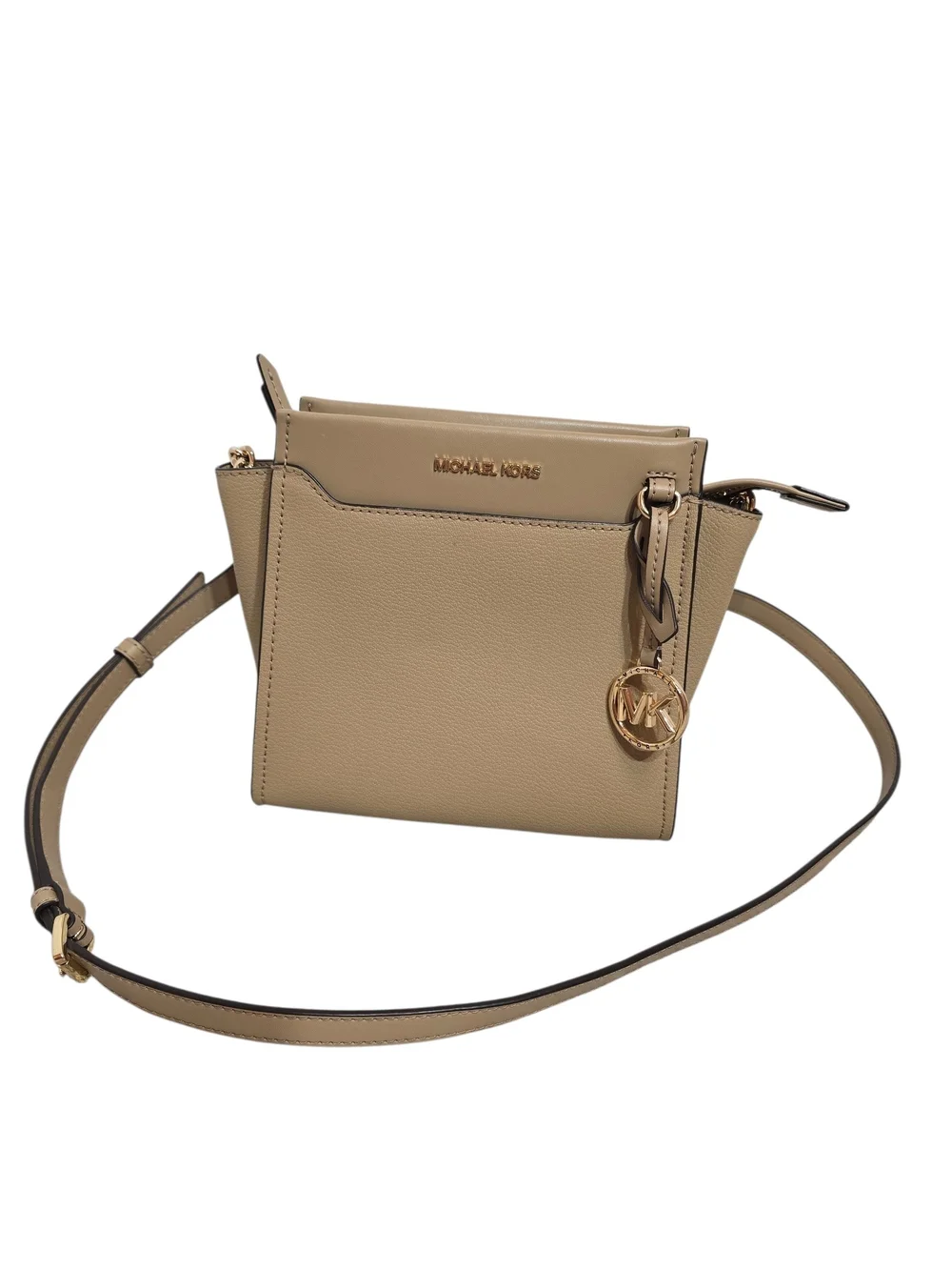 Michael Kors Graham Taupe Leather Messenger Crossbody Bag